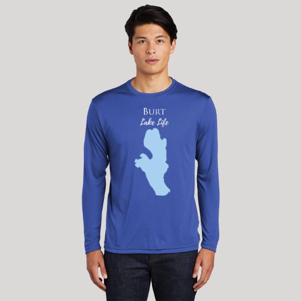Burt Lake Life Dri-fit Boating Shirt - Breathable Material- Men's Long Sleeve Moisture Wicking Tee - Michigan Lake