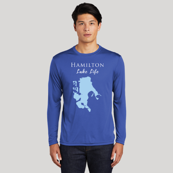 Hamilton Lake Life Dri-fit Boating Shirt - Breathable Material- Men's Long Sleeve Moisture Wicking Tee - Indiana Lake