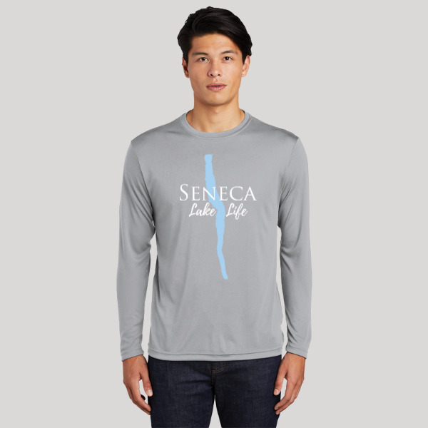 Seneca Lake Life Dri-fit Boating Shirt - Breathable Material- Men's Long Sleeve Moisture Wicking Tee - New York Lake