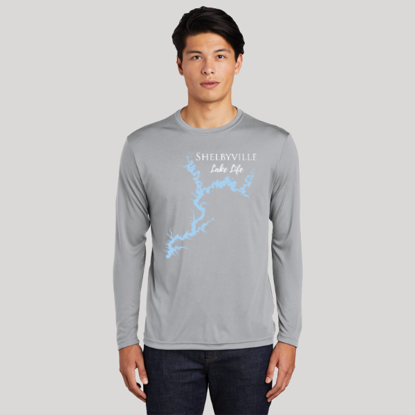 Shelbyville Lake Life Dri-fit Boating Shirt - Breathable Material- Men's Long Sleeve Moisture Wicking Tee - Illinois Lake