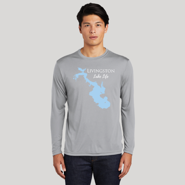 Livingston Lake Life Dri-fit Boating Shirt - Breathable Material- Men's Long Sleeve Moisture Wicking Tee - Texas Lake