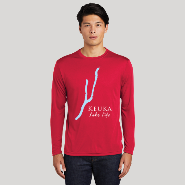 Keuka Lake Life Dri-fit Boating Shirt - Breathable Material- Men's Long Sleeve Moisture Wicking Tee - New York Lake