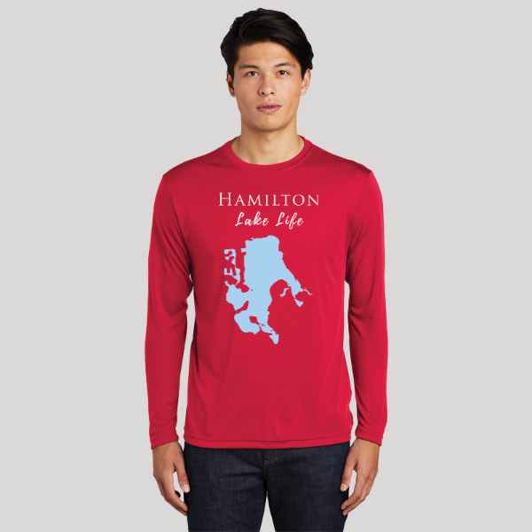 Hamilton Lake Life Dri-fit Boating Shirt - Breathable Material- Men's Long Sleeve Moisture Wicking Tee - Indiana Lake