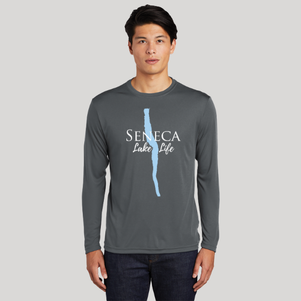 Seneca Lake Life Dri-fit Boating Shirt - Breathable Material- Men's Long Sleeve Moisture Wicking Tee - New York Lake