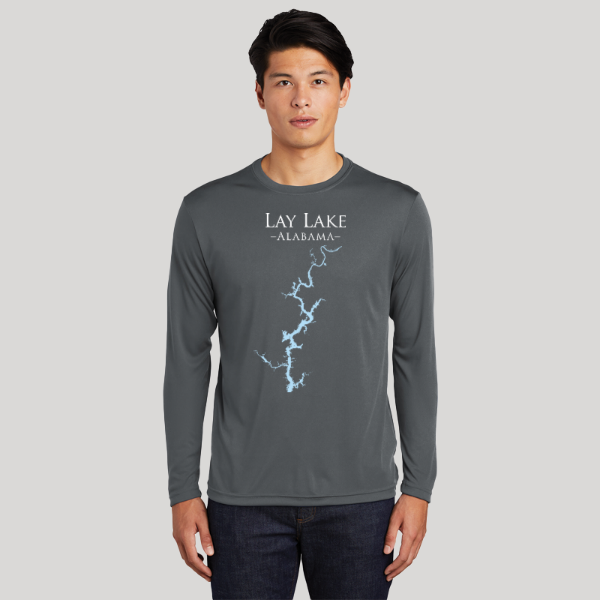 Lay Lake Alabama Dri-fit Boating Shirt - Breathable Material- Men's Long Sleeve Moisture Wicking Tee - Alabama Lake