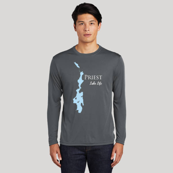 Priest Lake Life Dri-fit Boating Shirt - Breathable Material- Men's Long Sleeve Moisture Wicking Tee - Idaho Lake