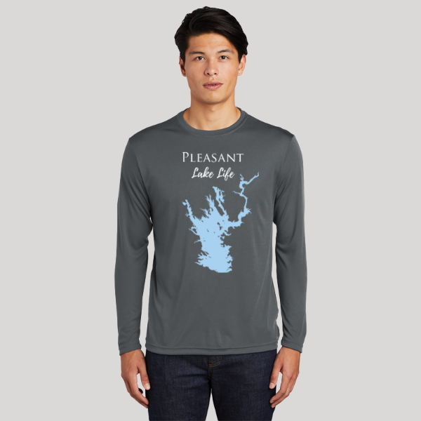 Pleasant Lake Life Dri-fit Boating Shirt - Breathable Material- Men's Long Sleeve Moisture Wicking Tee - Arizona Lake