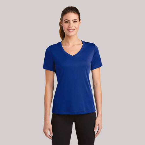 Test - 100% Polyester Moisture Wicking Ladies V-Neck - FRONT PRINT