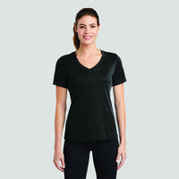 Test - 100% Polyester Moisture Wicking Ladies V-Neck - FRONT PRINT
