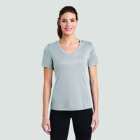 Test - 100% Polyester Moisture Wicking Ladies V-Neck - FRONT PRINT