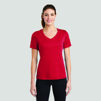 Test - 100% Polyester Moisture Wicking Ladies V-Neck - FRONT PRINT