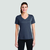 Test - 100% Polyester Moisture Wicking Ladies V-Neck - FRONT PRINT