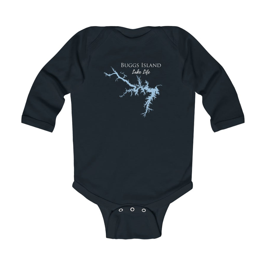 Buggs Island Baby Onsie! Kerr Lake Infant Long Sleeve Bodysuit - Virginia North Carolina Lake