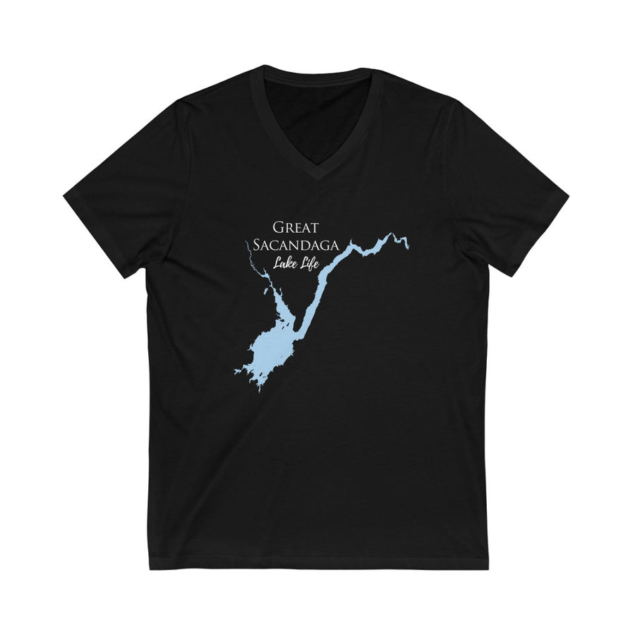 Great Sacandaga Lake Life - Unisex Jersey Short Sleeve V-Neck Tee - New York Lake