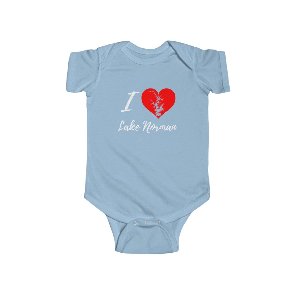 Cute! I Love Lake Norman - Infant Fine Jersey Bodysuit - Heart - North Carolina Lake