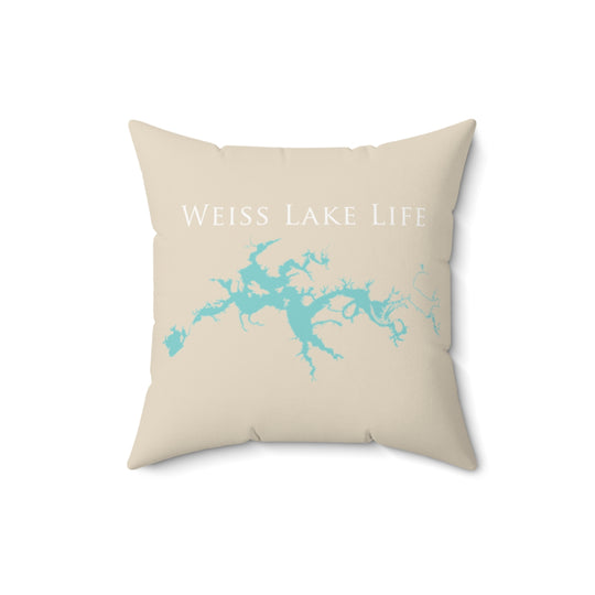 Weiss Lake Life Spun Polyester Square Pillow - Georgia Alabama Lake