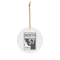 Hwy 57 North Roadsign Christmas Ornament -  Priest Lake Life Ceramic Ornament - Classic Christmas Ornaments - Idaho Lake