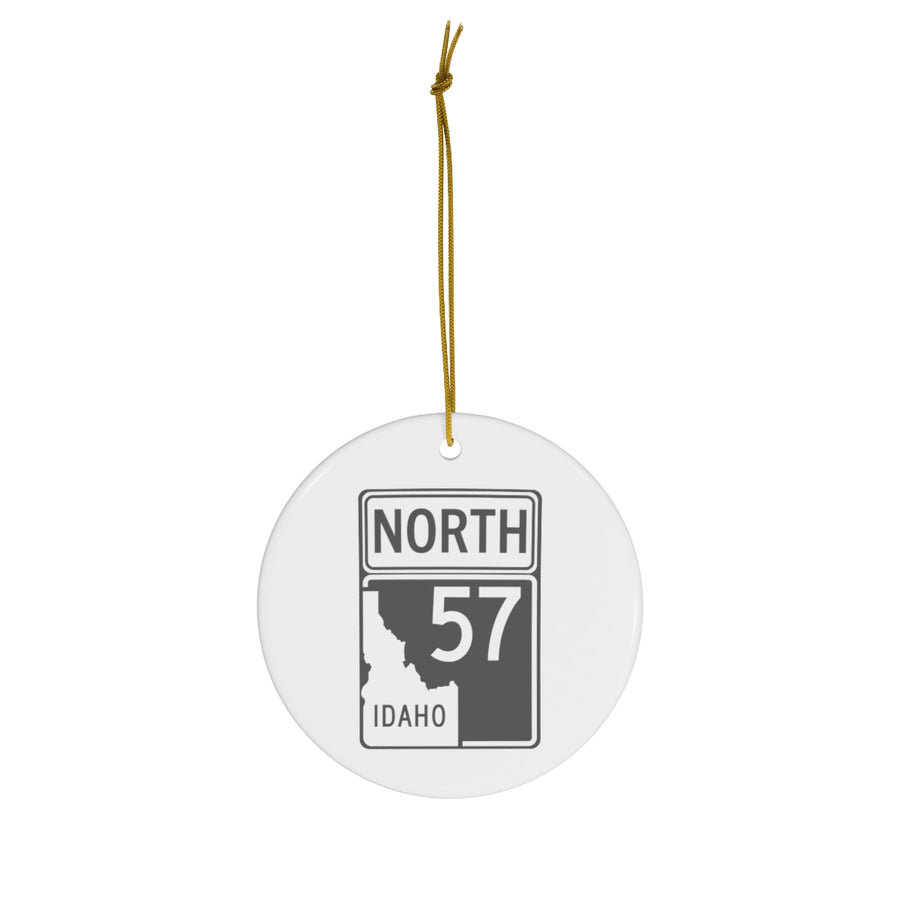 Hwy 57 North Roadsign Christmas Ornament -  Priest Lake Life Ceramic Ornament - Classic Christmas Ornaments - Idaho Lake