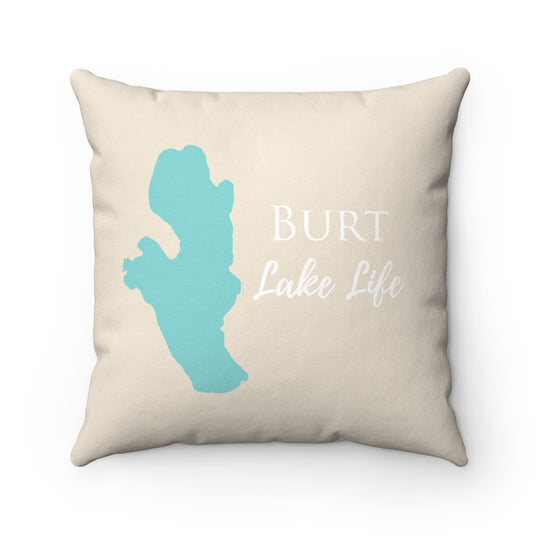 Burt Lake Life Spun Polyester Square Pillow - Michigan Lake