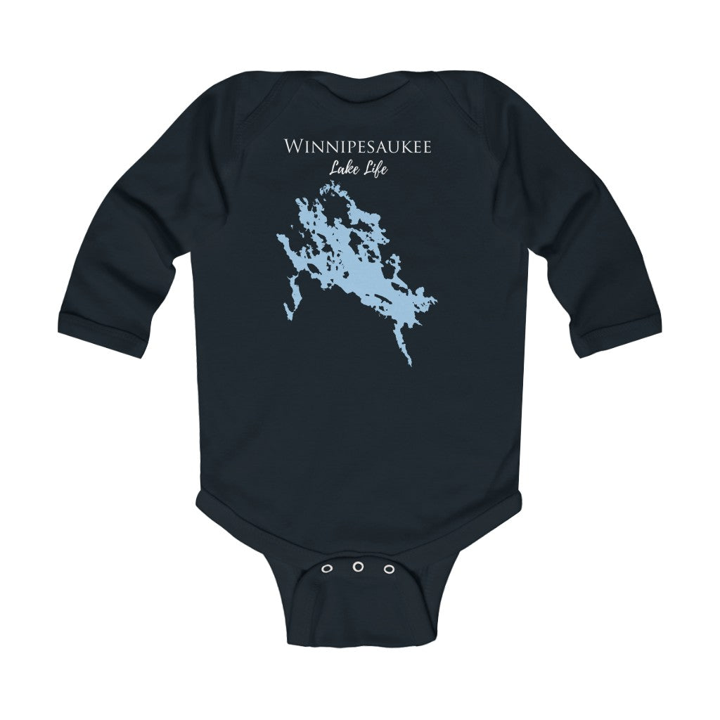 Winnipesaukee Lake Life Onsie - Durable Lake Onsie - Infant Long Sleeve Bodysuit - New Hampshire Lake