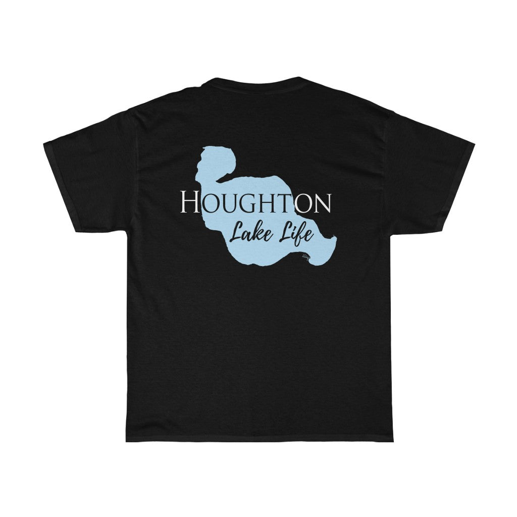Houghton Lake Life - Cotton Short Sleeved - FRONT & BACK PRINTED - Short Sleeved Cotton Tee - Michigan Lake