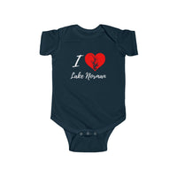 Cute! I Love Lake Norman - Infant Fine Jersey Bodysuit - Heart - North Carolina Lake