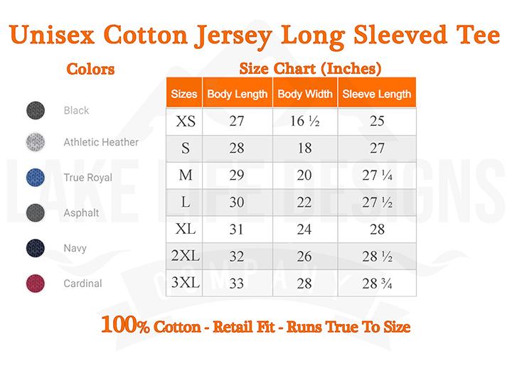 Hartwell Lake Life Unisex Cotton Jersey Long Sleeve Tee - Back Printed - South Carolina and Georgia Lake