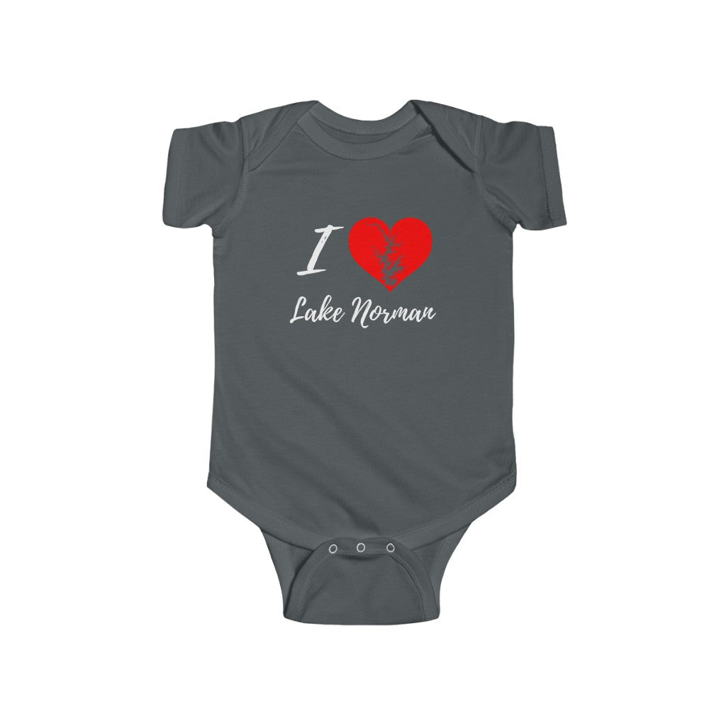 Cute! I Love Lake Norman - Infant Fine Jersey Bodysuit - Heart - North Carolina Lake