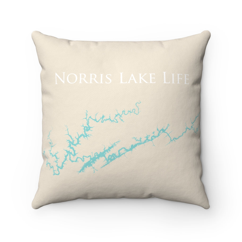 Norris Lake Spun Polyester Square Pillow - Tennessee Lake