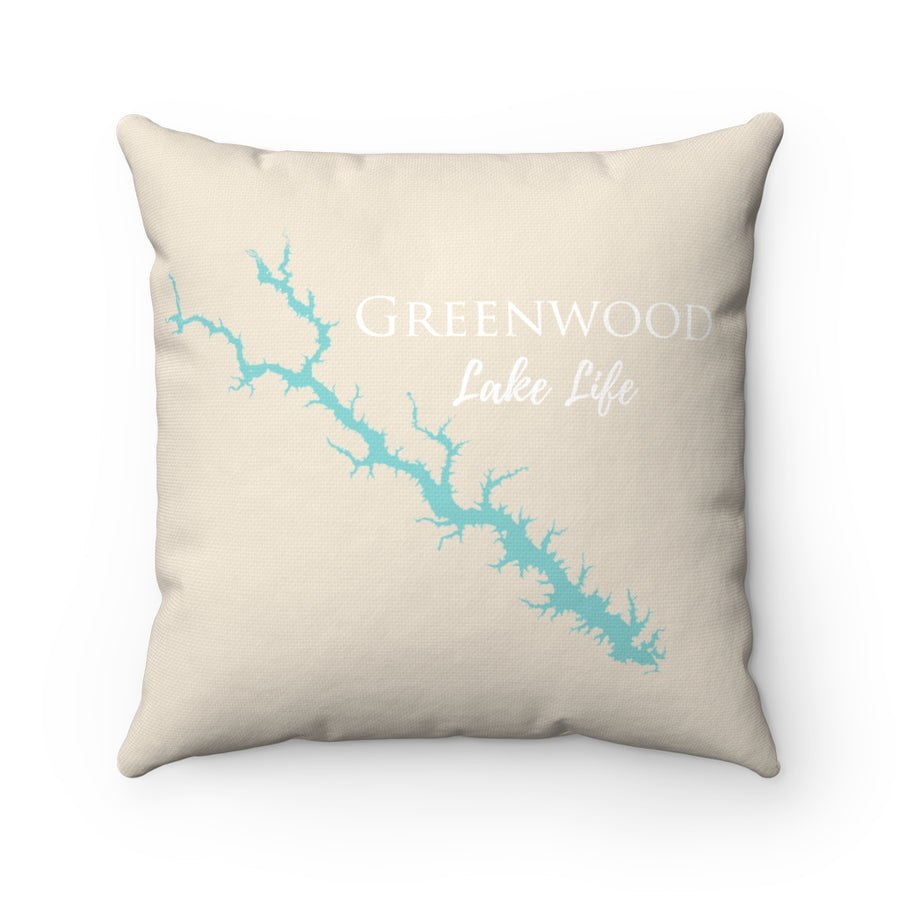 Greenwood Lake Life Spun Polyester Square Pillow - South Carolina Lake