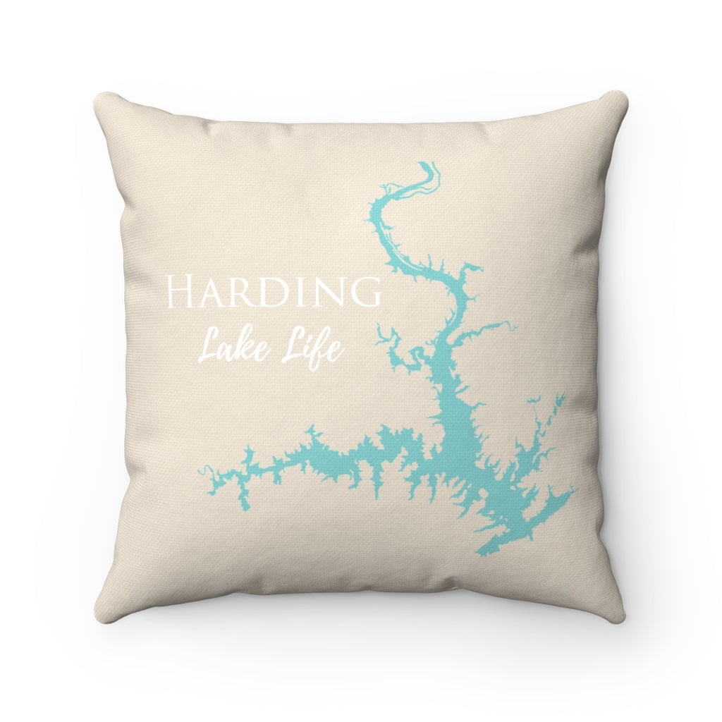 Harding Lake Life Spun Polyester Square Pillow - Georgia Alabama Lake