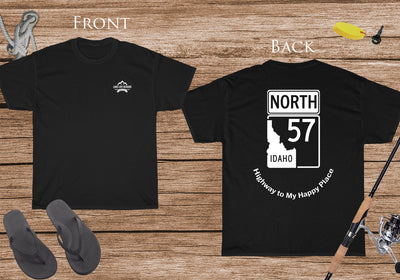 Hwy 57 - Highway to my Happy Place - Priest Lake Heavy Cotton Tee - Idaho Lake