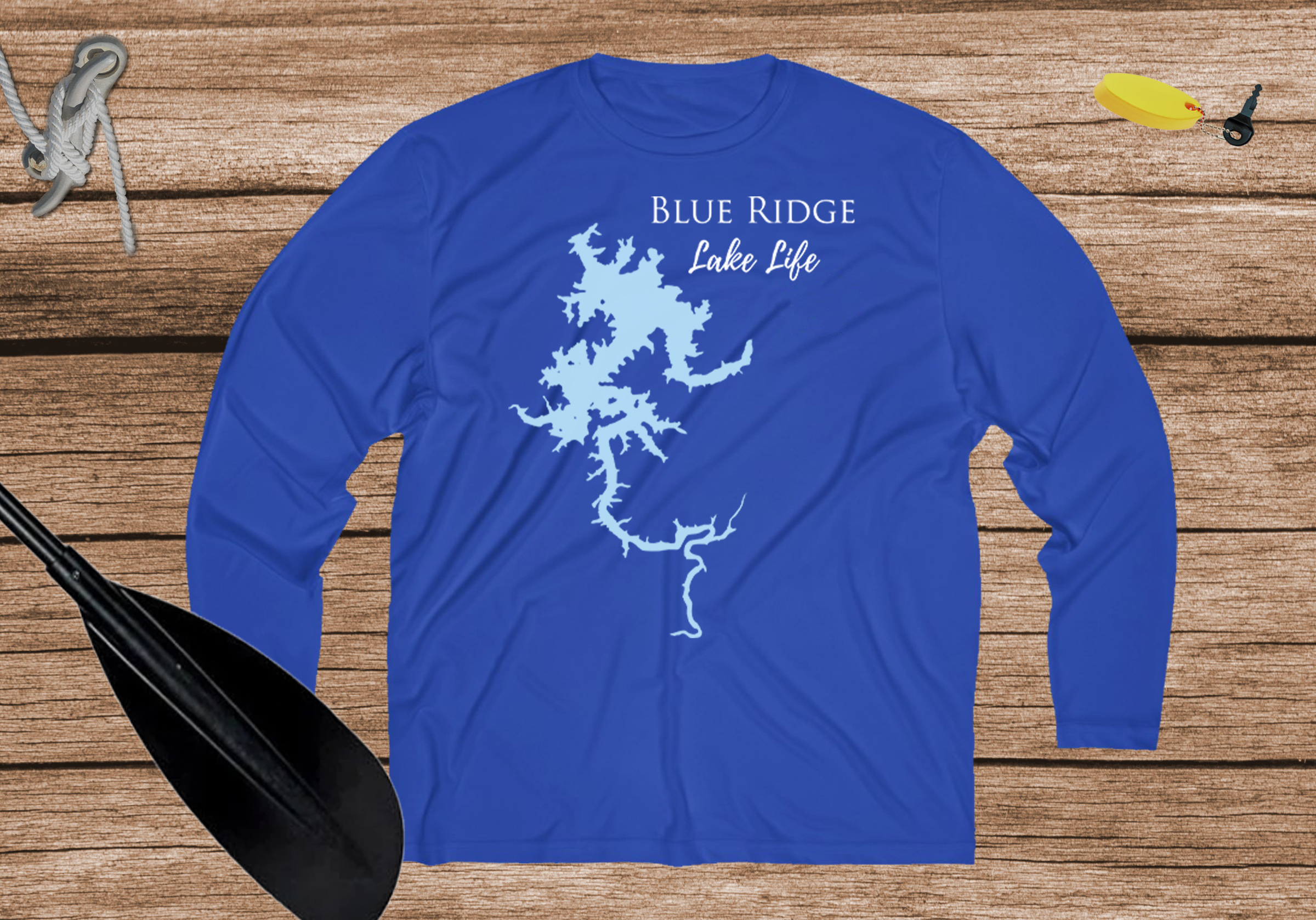 Blue Ridge Lake Life Dri-fit Boating Shirt - Breathable Material- Men's Long Sleeve Moisture Wicking Tee - Georgia Lake