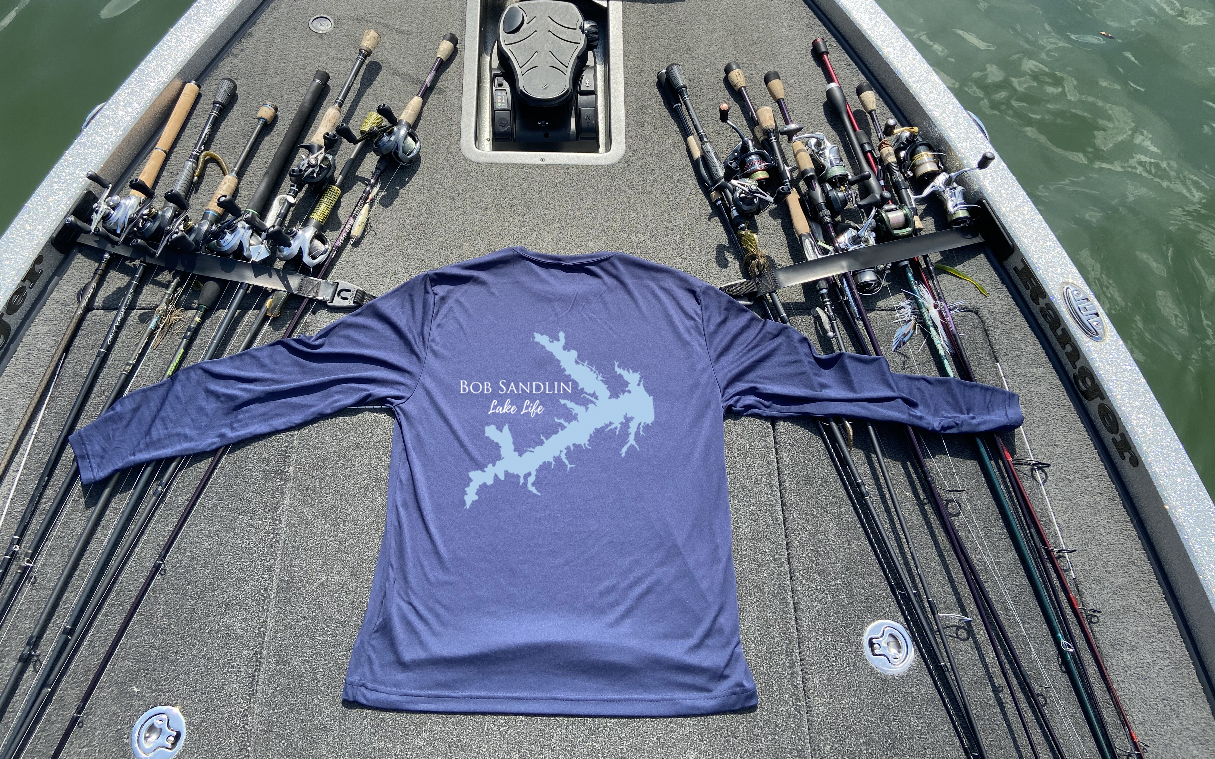 Bob Sandlin Lake Life Dri-fit Boating Shirt - Breathable Material- Men's Long Sleeve Moisture Wicking Tee - Texas lake