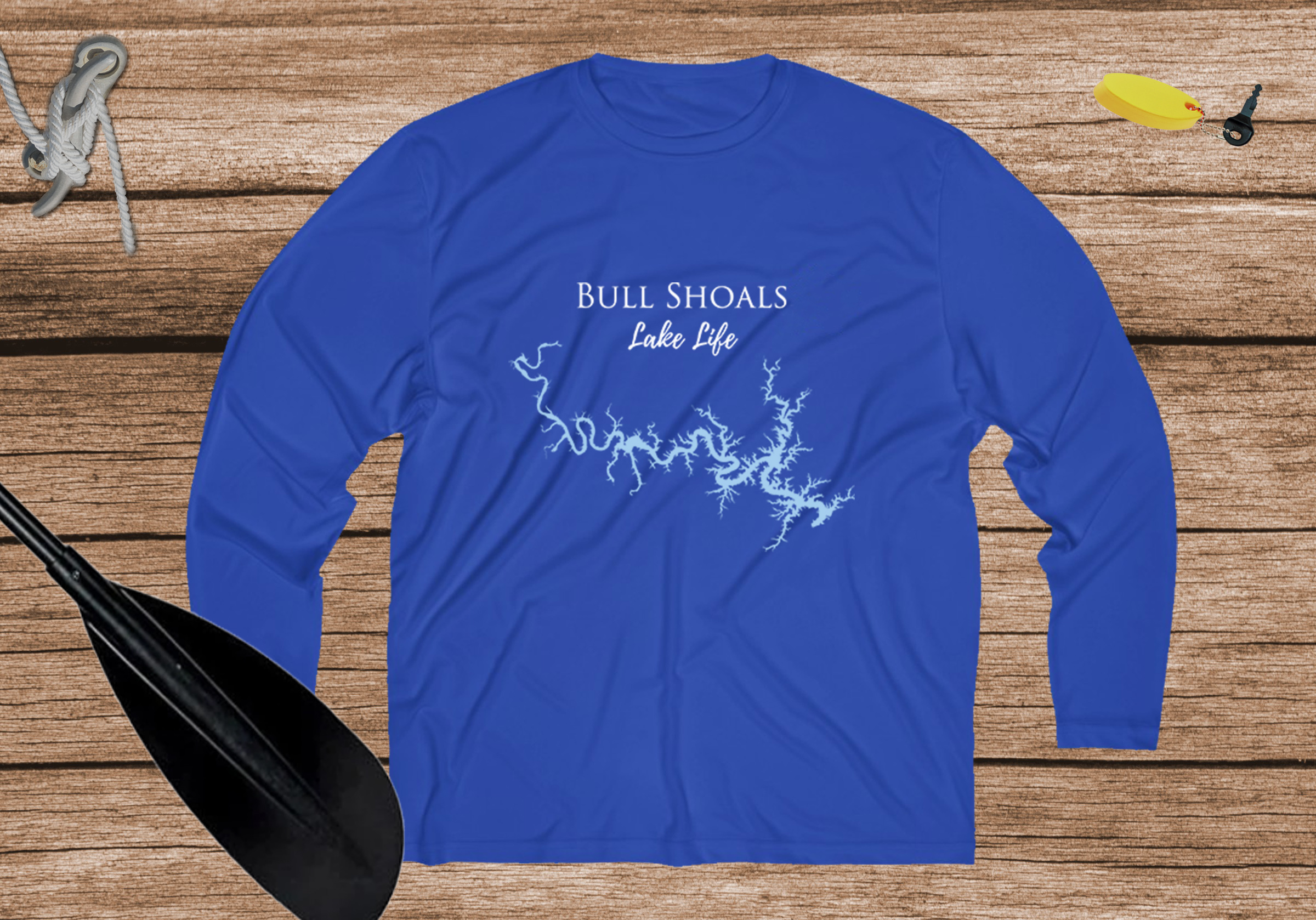 Bull Shoals Lake Life Dri-fit Boating Shirt - Breathable Material- Men's Long Sleeve Moisture Wicking Tee - Arkansas Lake