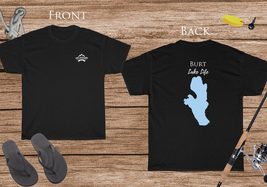 Burt Lake Life - Cotton Short Sleeved - FRONT & BACK PRINTED - Short Sleeved Cotton Tee - Michigan Lake
