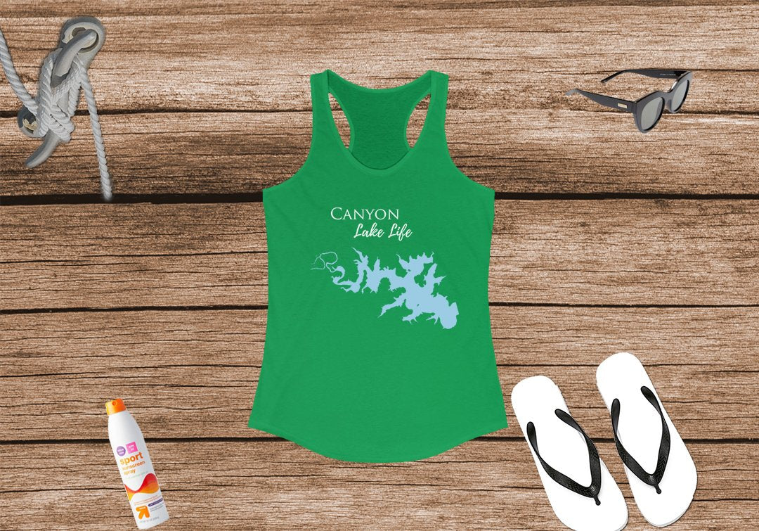 Canyon Lake Life - Women's Ideal Racerback Tank - RUNS SMALL - Texas Lake