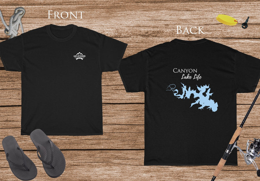 Canyon Lake Life - Cotton Short Sleeved - FRONT & BACK PRINTED - Short Sleeved Cotton Tee - Texas Lake