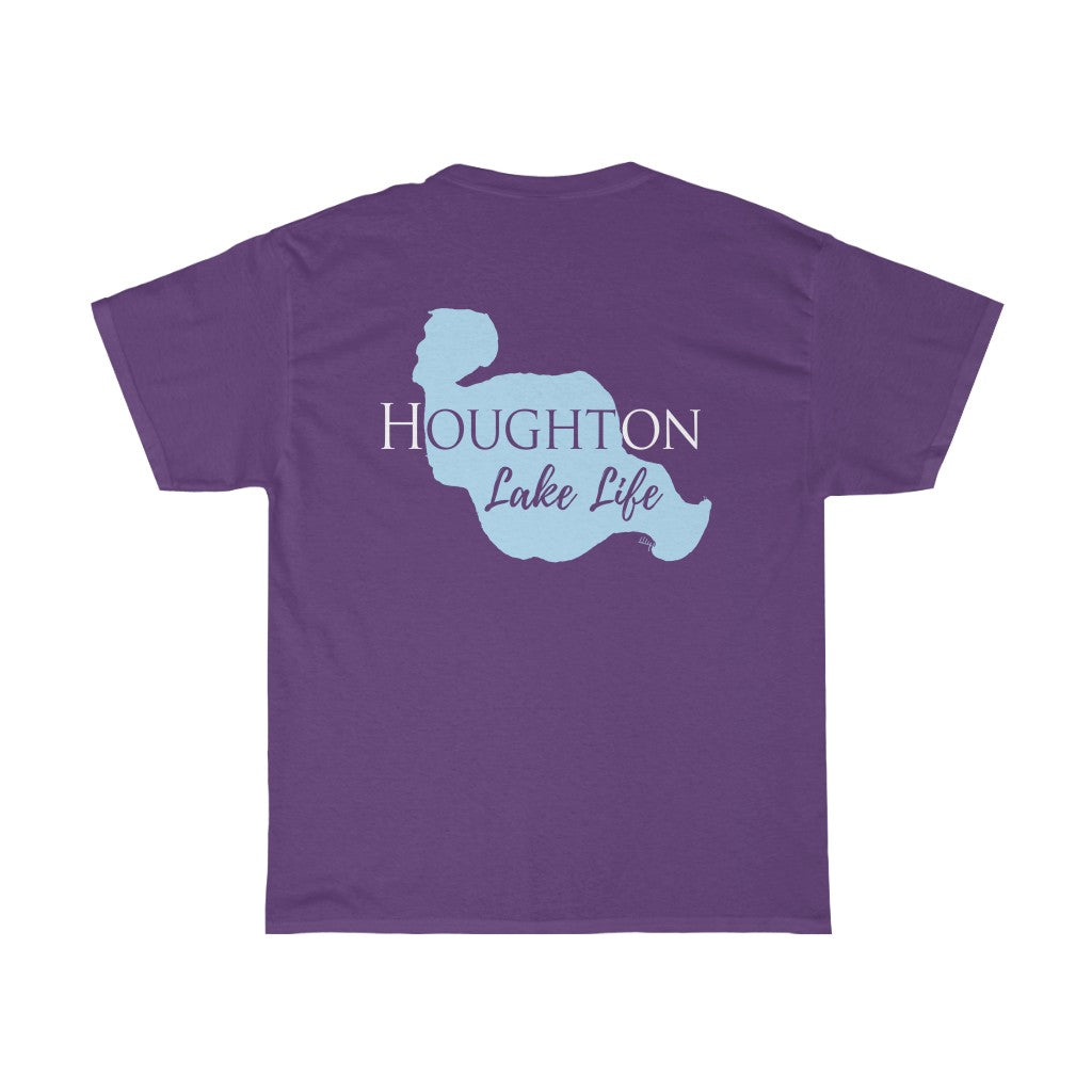Houghton Lake Life - Cotton Short Sleeved - FRONT & BACK PRINTED - Short Sleeved Cotton Tee - Michigan Lake