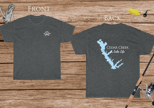 Cedar Creek Lake Life - Cotton Short Sleeved - FRONT & BACK PRINTED - Short Sleeved Cotton Tee - Texas Lake