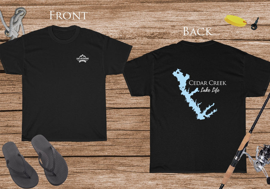 Cedar Creek Lake Life - Cotton Short Sleeved - FRONT & BACK PRINTED - Short Sleeved Cotton Tee - Texas Lake