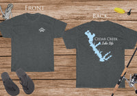 Cedar Creek Lake Life - Cotton Short Sleeved - FRONT & BACK PRINTED - Short Sleeved Cotton Tee - Texas Lake