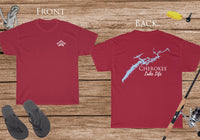 Cherokee Lake Life - Cotton Short Sleeved - FRONT & BACK PRINTED - Short Sleeved Cotton Tee - Tennessee Lake