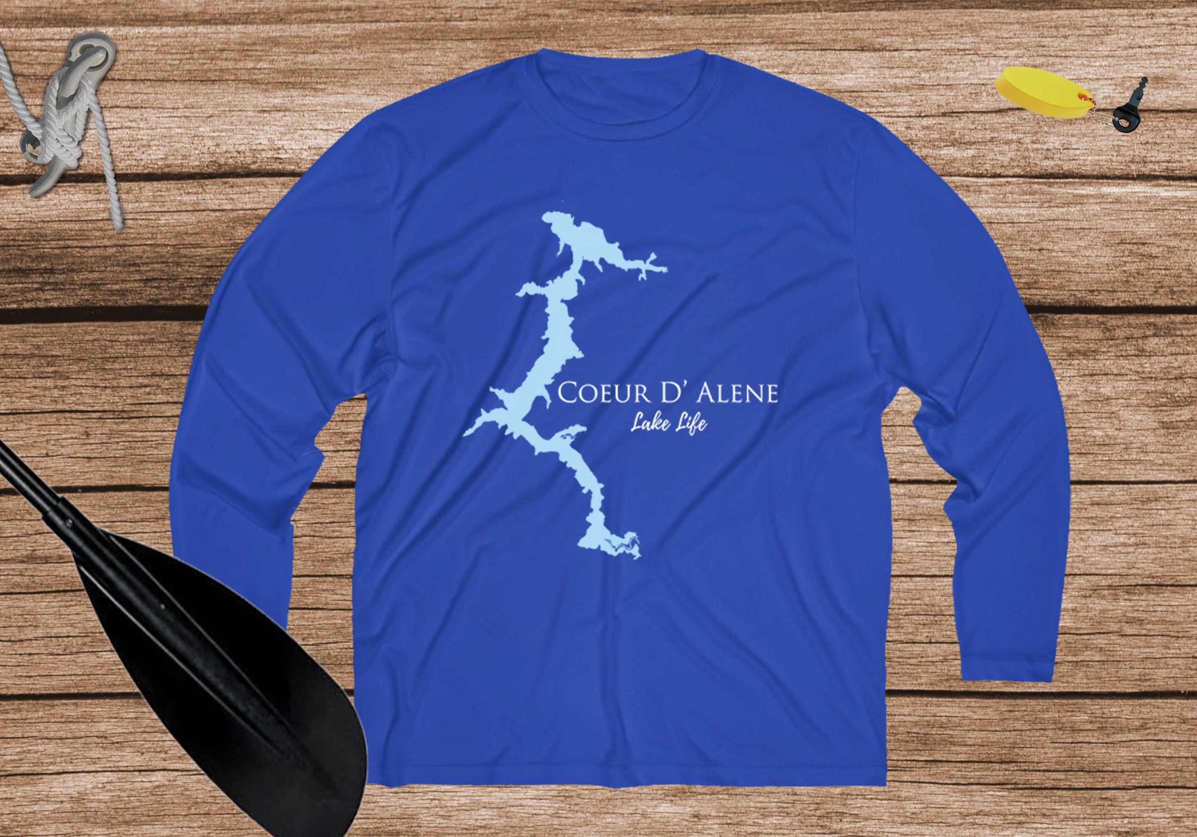 Coeur D' Alene Lake Life Dri-fit Boating Shirt - Breathable Material- Men's Long Sleeve Moisture Wicking Tee - Idaho Lake