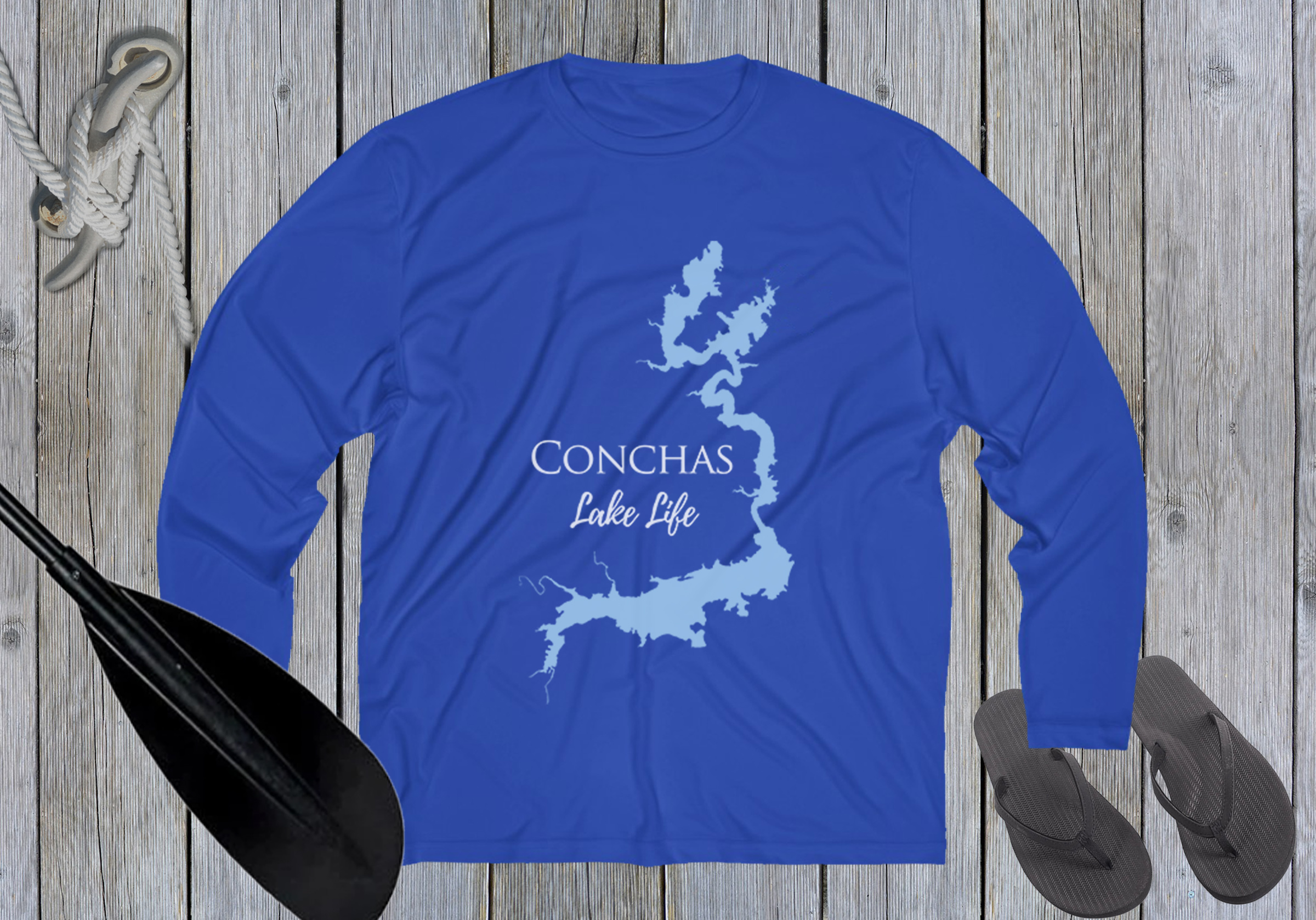 Conchas Lake Life Dri-fit Boating Shirt - Breathable Material- Men's Long Sleeve Moisture Wicking Tee - New Mexico Lake