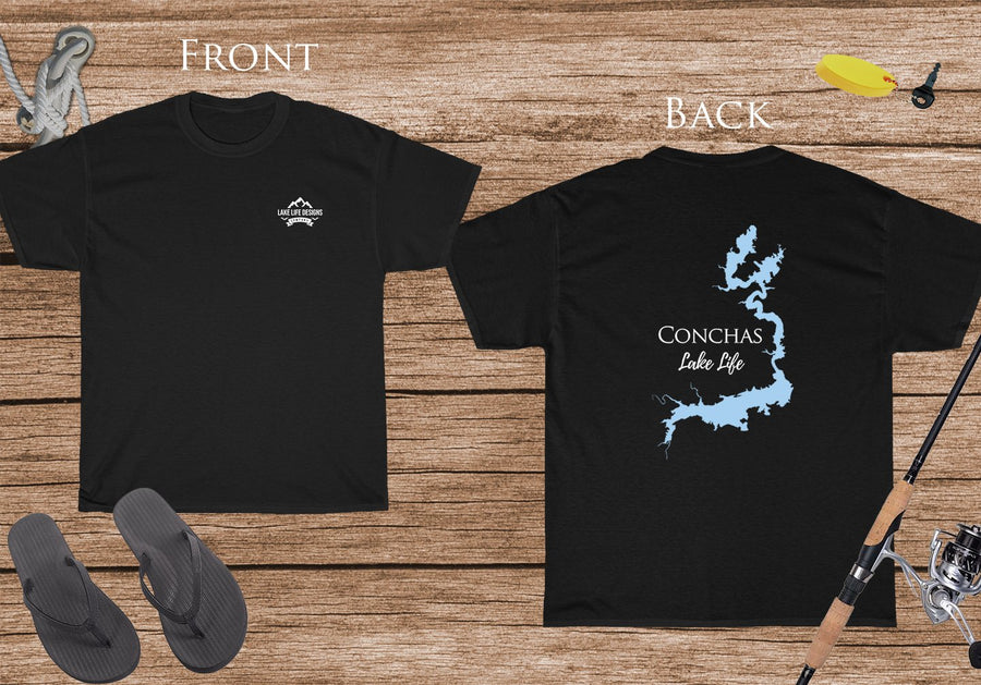 Conchas Lake Life - Cotton Short Sleeved - FRONT & BACK PRINTED - Short Sleeved Cotton Tee - New Mexico Lake