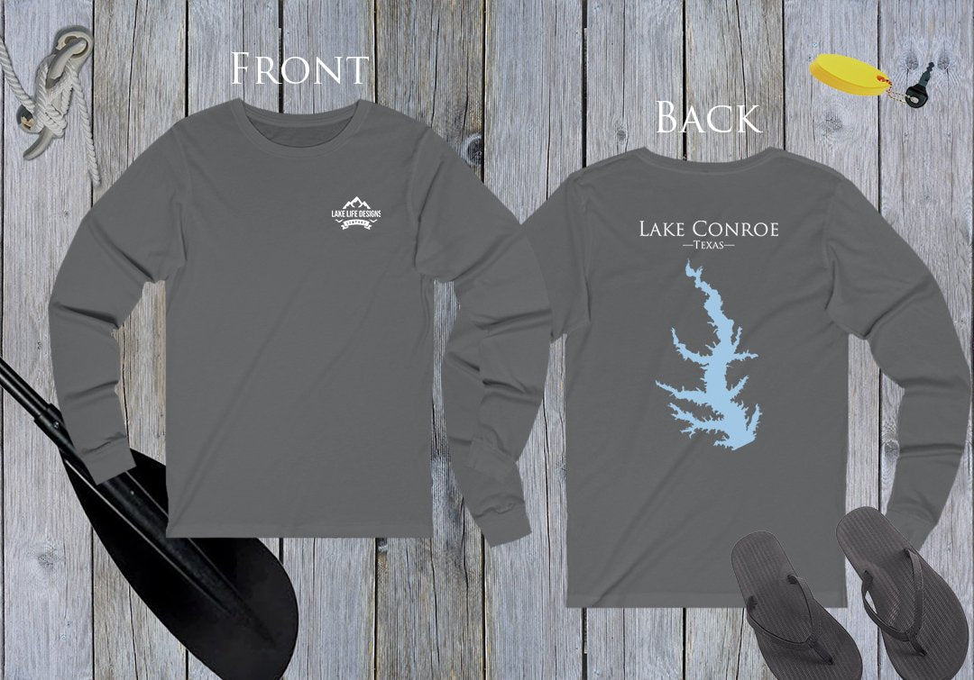 Lake Conroe Life - Lake Life Unisex Cotton Jersey Long Sleeve Tee - Back Printed - Texas Lake