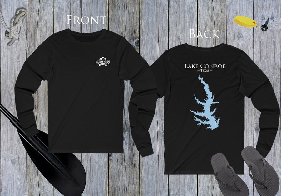 Lake Conroe Life - Lake Life Unisex Cotton Jersey Long Sleeve Tee - Back Printed - Texas Lake