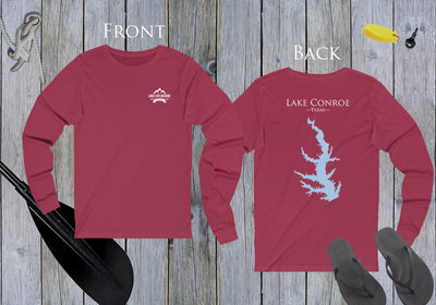 Lake Conroe Life - Lake Life Unisex Cotton Jersey Long Sleeve Tee - Back Printed - Texas Lake