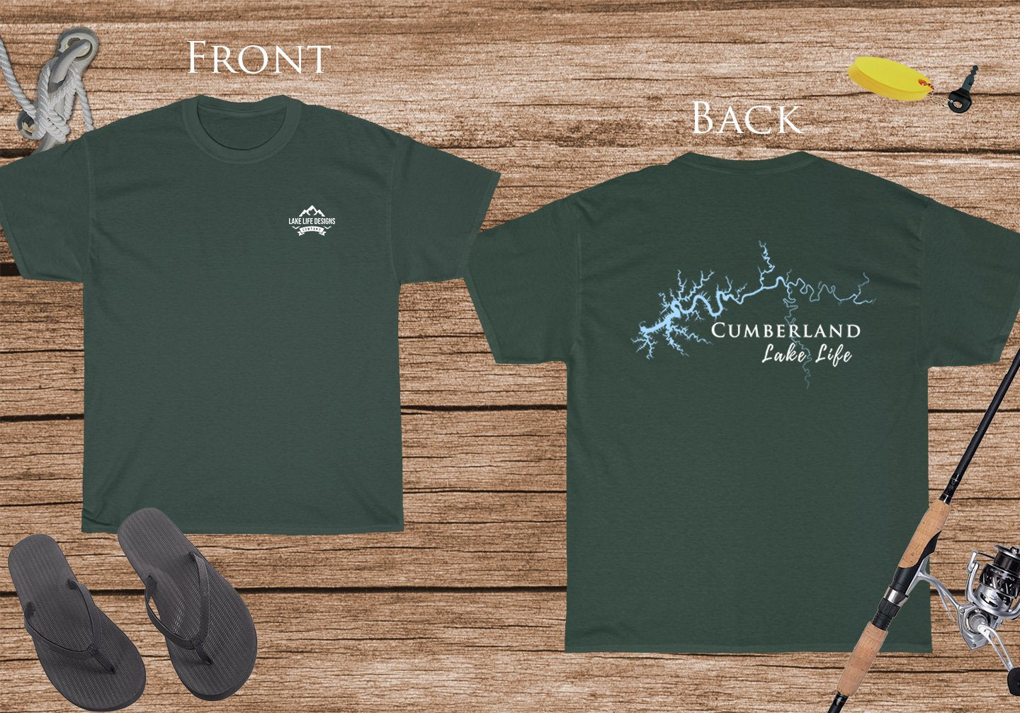 Cumberland Lake Life - Cotton Short Sleeved - FRONT & BACK PRINTED - Short Sleeved Cotton Tee -  Kentucky Lake